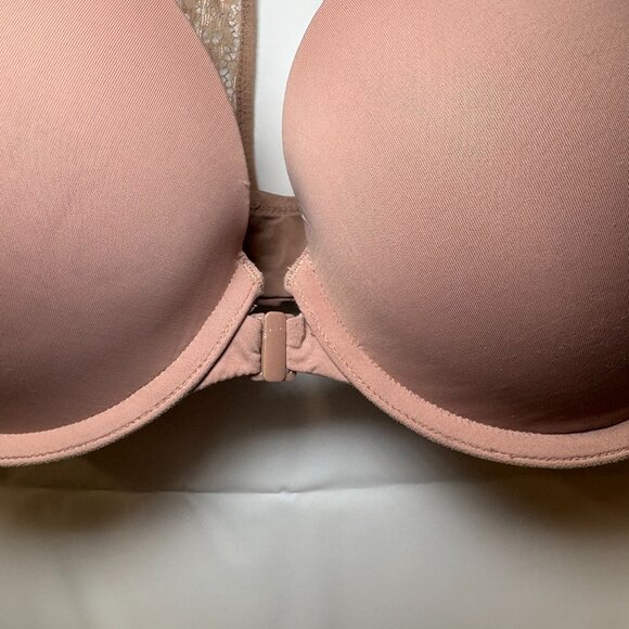 Victoria’s Secret mauve perfect shape bra front clasp lace back size 32DD - Picture 3 of 9